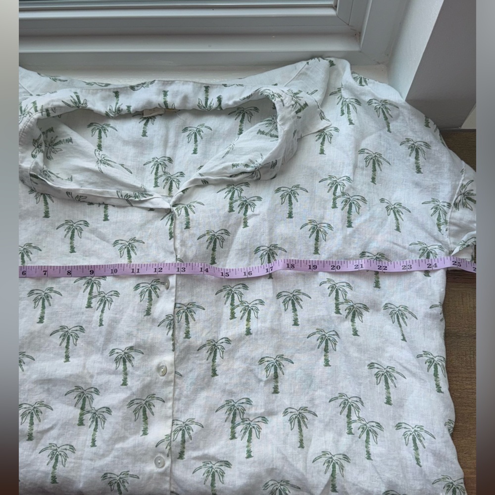 C & C California 100% Linen Palm Trees Button Down Collared Shirt Size XL - Picture 4 of 5